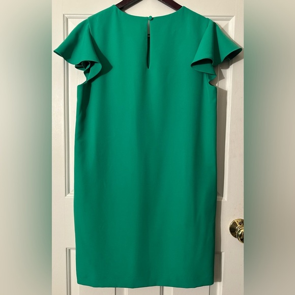 MILLY Women's 6 Solid Green Short Ruffle Sleeve Mini Shift Dress Pockets CLEAN2 - Picture 11 of 14